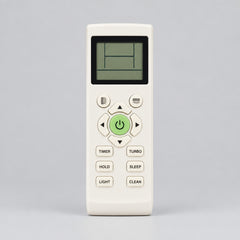 Remote control with 'REMOTE HUT' branding on a kitchen counter