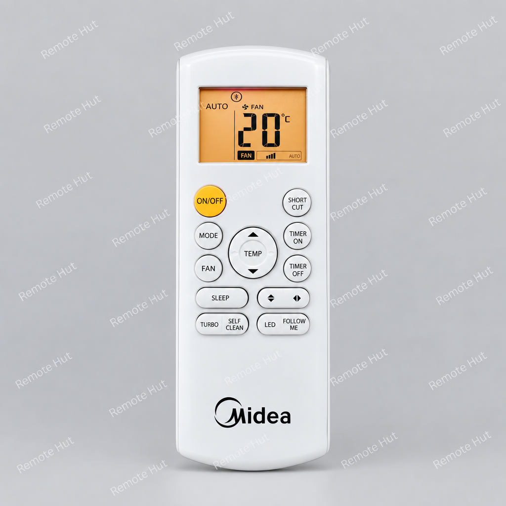 Midea air conditioner remote control on a white background
