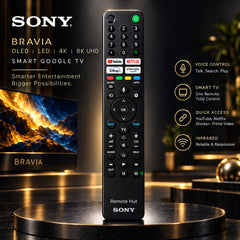 Sony TV, Replacement for Sony Bravia OLED LED 4K 8K UHD Smart Google TV, with YouTube, Netflix, Disney+, Prime Video Buttons