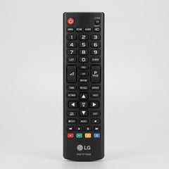An LG TV remote control with a black plastic body and gray buttons, shown vertically on a white background. It features promotional badges on the left ('Original 100% Guarantee') and bottom right ('Ontime Online Ctg').